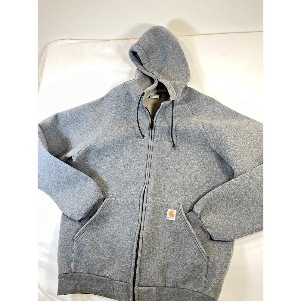 Men's Carhartt Zip Front Hooded Carlux Sweatshirt Grey Large Tall Outdoor Cold
